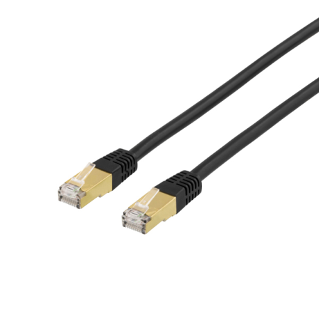 DELTACO S/FTP Cat7 patch cable with RJ45, 1.5m, 600MHz, LSZH, black